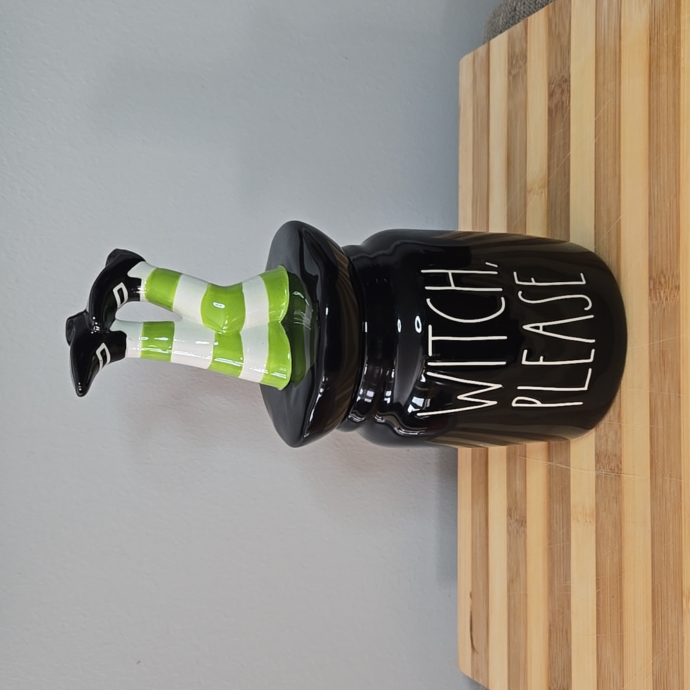 Rae Dunn "Witch Please" Black Witch Legs Candy Treat Jar